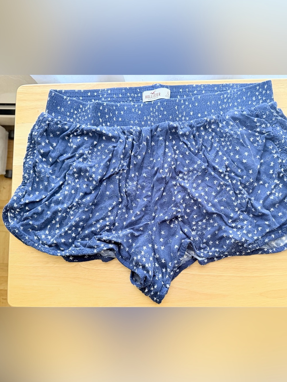 Hollister Y2K Blue Star Print Lounge Shorts Size L Soft Viscose